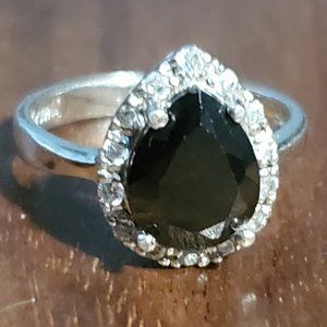 Stunning Sterling Silver with Faceted Black Stone